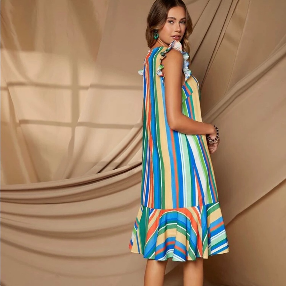 Striped Colorful Sundress Casual Vacation Dress